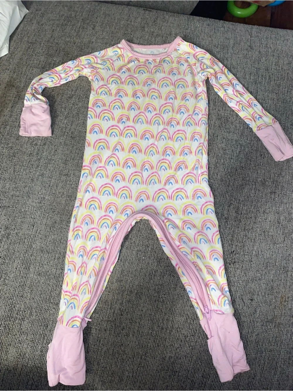 Little Sleepies Pastel Rainbows Bamboo Zippy 3-6M EUC